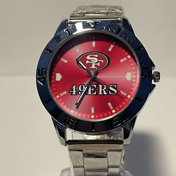 SAN FRANCISCO 49ERS NFL Team Logo Men's Stainless-Steel Silver Analog Watch NEW - Picture 3 of 11